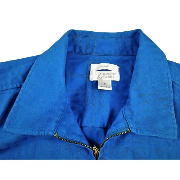 Christopher & Banks Womens Jacket Dressy Blue Zip Front Size Small    JH1012 - Picture 3 of 4